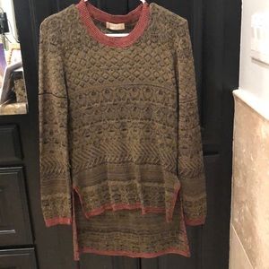 Green and red(ish?) hi-low sweater